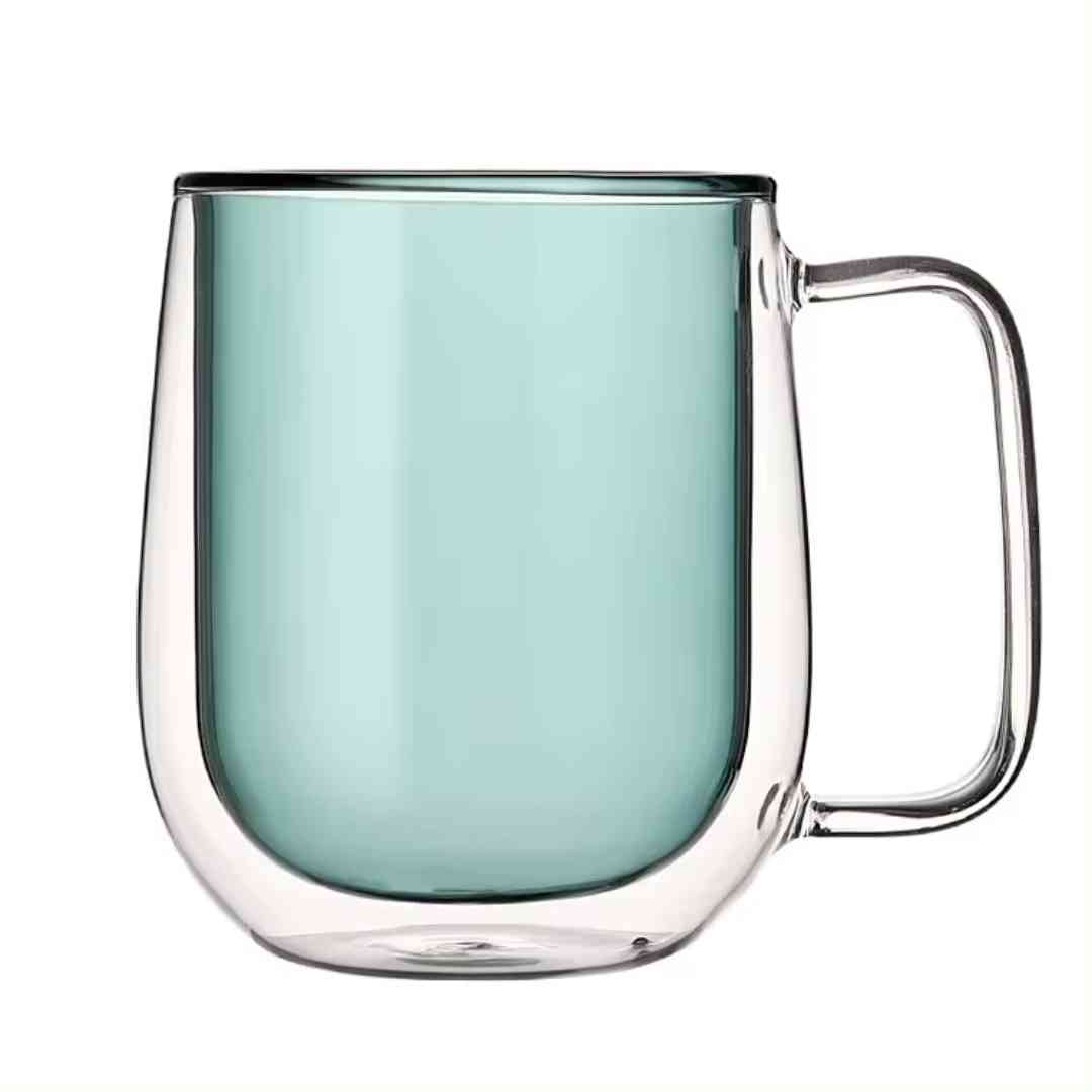 Solid Color Double Wall Glass Mug