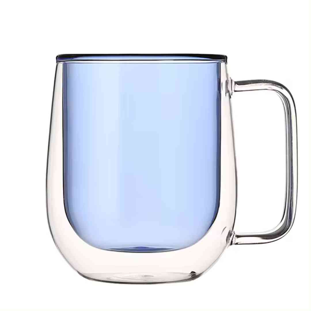 Solid Color Double Wall Glass Mug