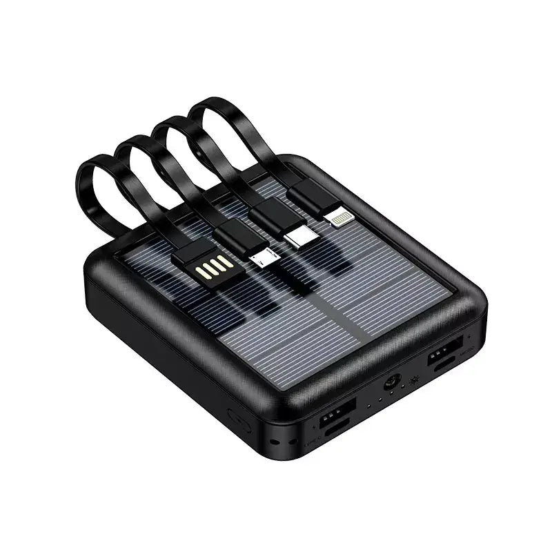 Mini Solar Power Bank 10000 mah With Cables.